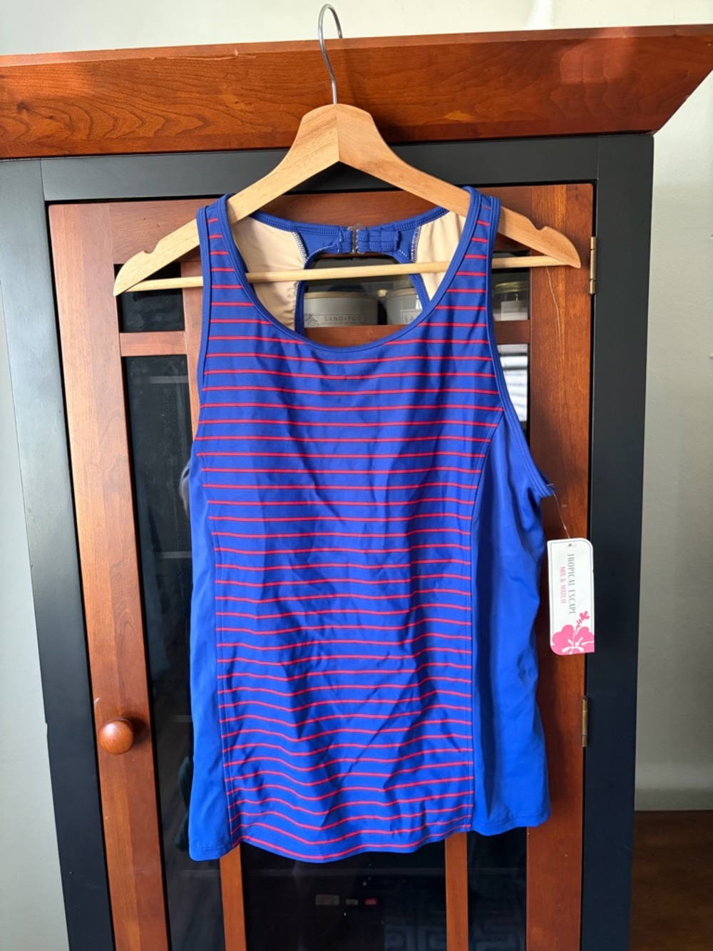 Tropical Escape Blue & Red Swim Top